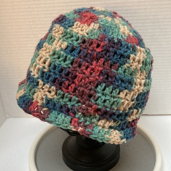 BEANIE CAP Multicolored Rainbow Handmade Crochet UNISEX One Size Fits Most - Picture 12 of 15